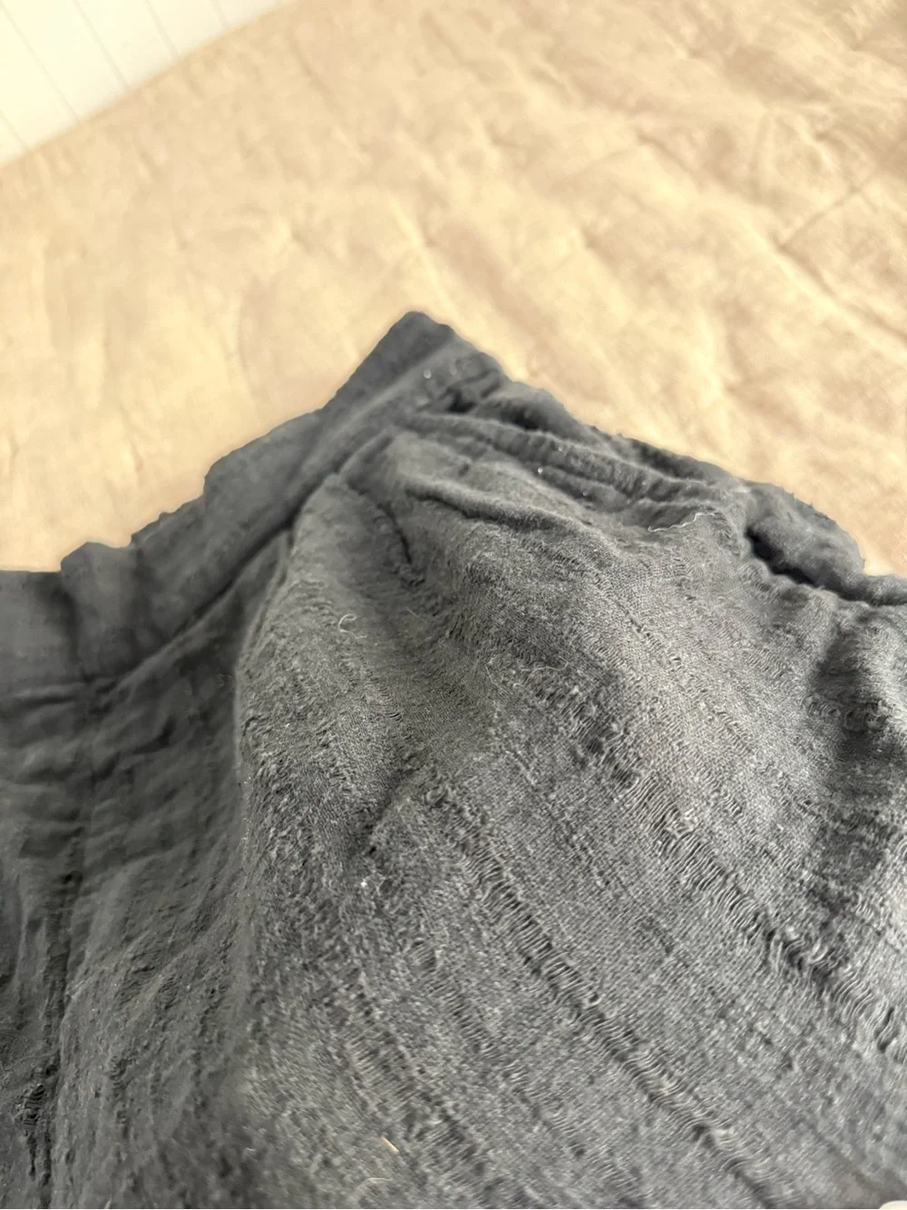 Free People Black Gauzy Elastic Waist Shorts Cuffed Pull On Size Medium